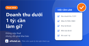 Nhà nghỉ doanh thu dưới 1 tỷ năm 2026: không nộp thuế nhưng vẫn phải làm 4 việc